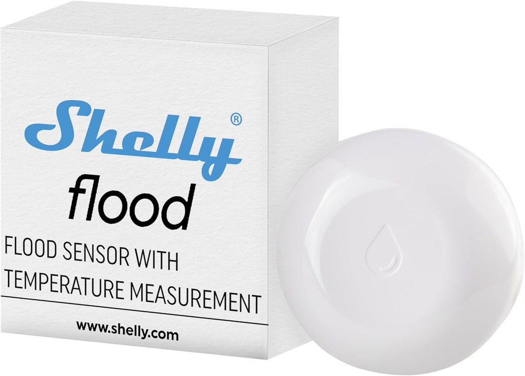 Shelly Flood Smart Home WLAN Wassermelder & Temperatursensor, Wasseralarm & digitales steuern der Fu
