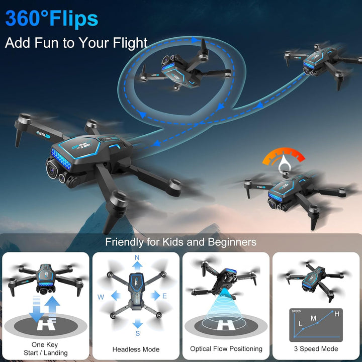 OBEST Drohne mit Kamera 4K für Erwachsene Anfänger Faltbare Mini FPV Drone, RC Quadcopter mit Bürste