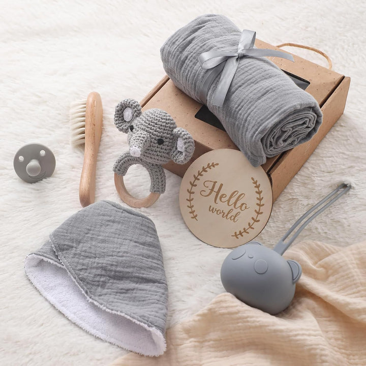 Youuys 6-Teilig Baby Geschenk zur Geburt für Neugeborene, Baby Geschenk Mädchen Junge, Badetücher, R