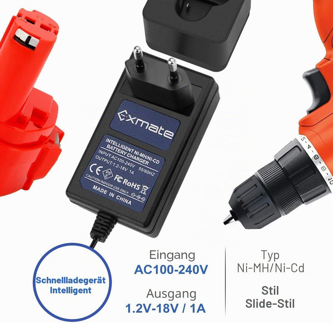 Exmate Multivolt Ladegerät für Makita 7.2V 9.6V 12V 14.4V 18V Ni-MH / Ni-Cd Akkus (Nicht für Lithium