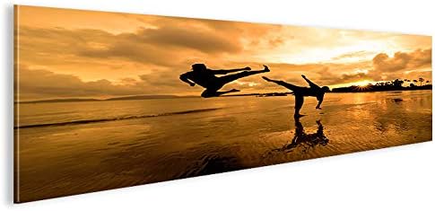 islandburner Bild Bilder auf Leinwand Kung Fu am Strand Kampfsport Panorama XXL Poster Leinwandbild