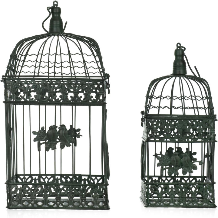 Moritz 2er Set Dekokäfige Metall altgrün Vintage Vogelkäfig Hängedeko Shabby Chic Garten Deko Käfige