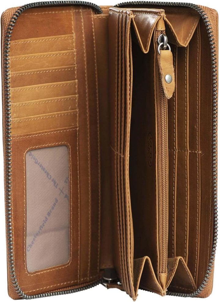 The Chesterfield Brand Wax Pull Up Halle Leder RFID Geldbörse 19 cm, Cognac, Einheitsgrösse, Modern