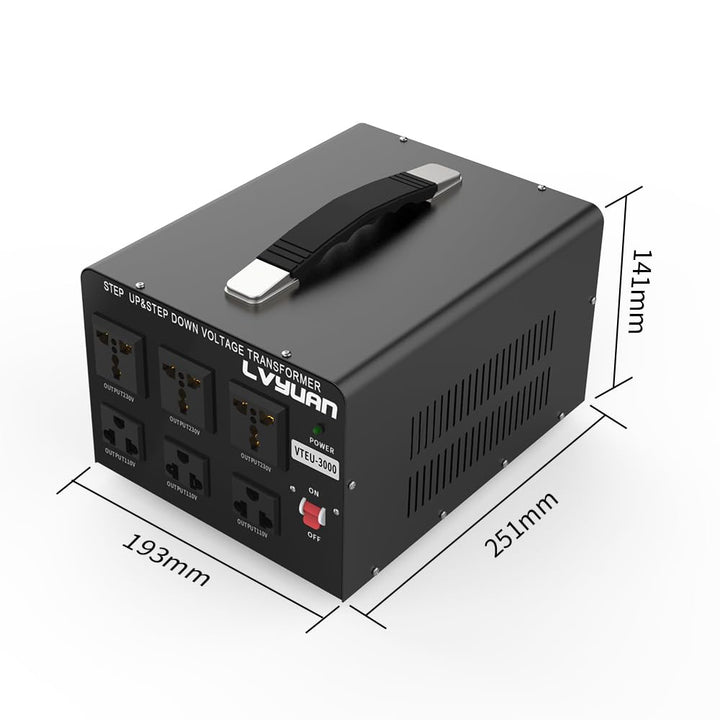 Yinleader 3000VA 110 Volt USA Spannungswandler Ringkern-Transformator- In: 110V oder 220V / Out: 110