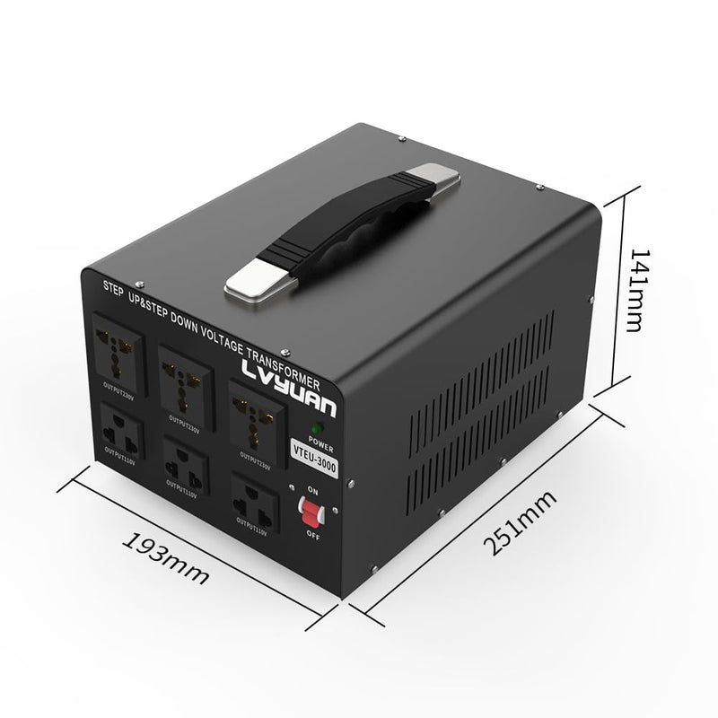 Yinleader 3000VA 110 Volt USA Spannungswandler Ringkern-Transformator- In: 110V oder 220V / Out: 110