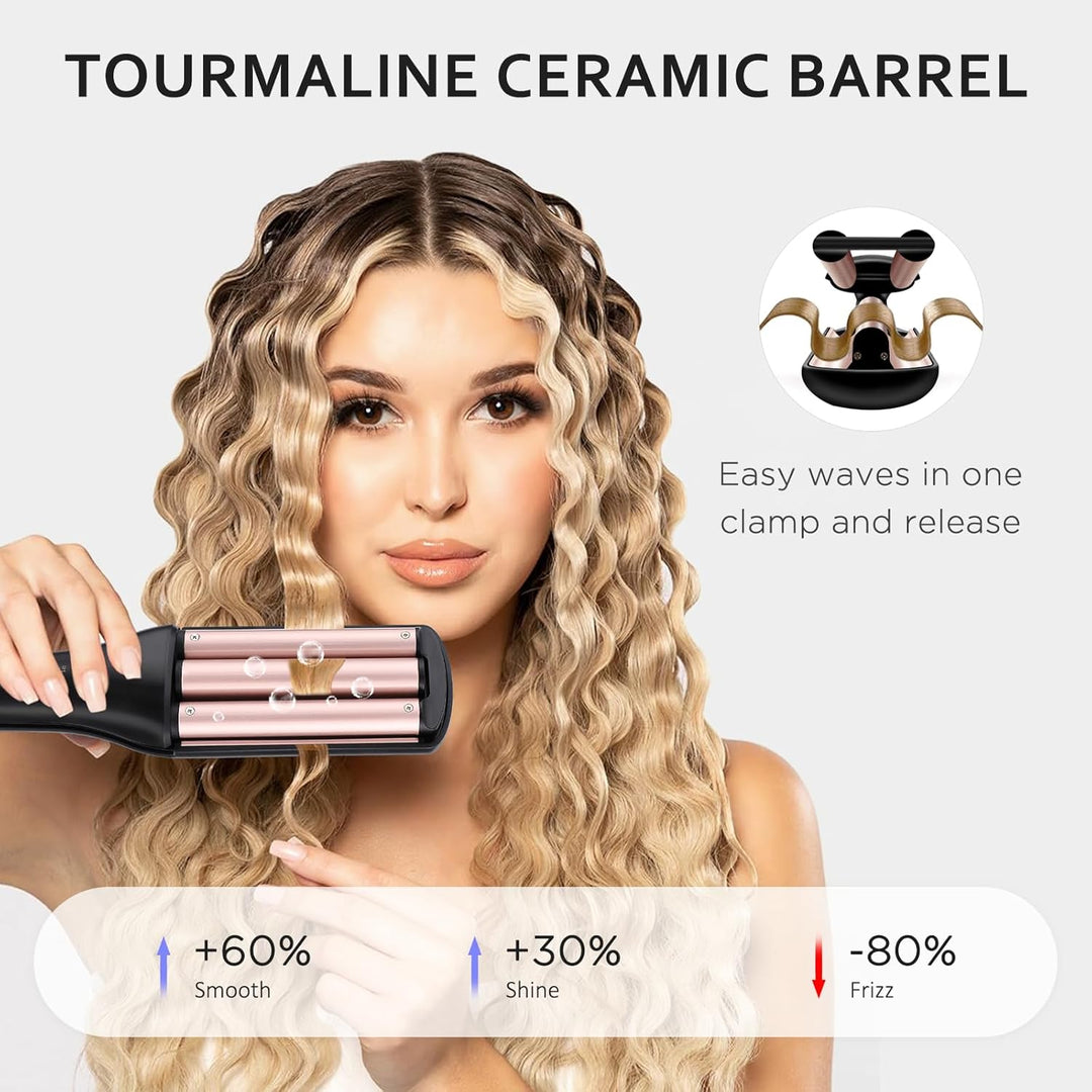 [19/25/28/32mm] Welleneisen für Haare - janelove 4-in-1 Lockenstab für Beach waves/Natürlich Wellen/