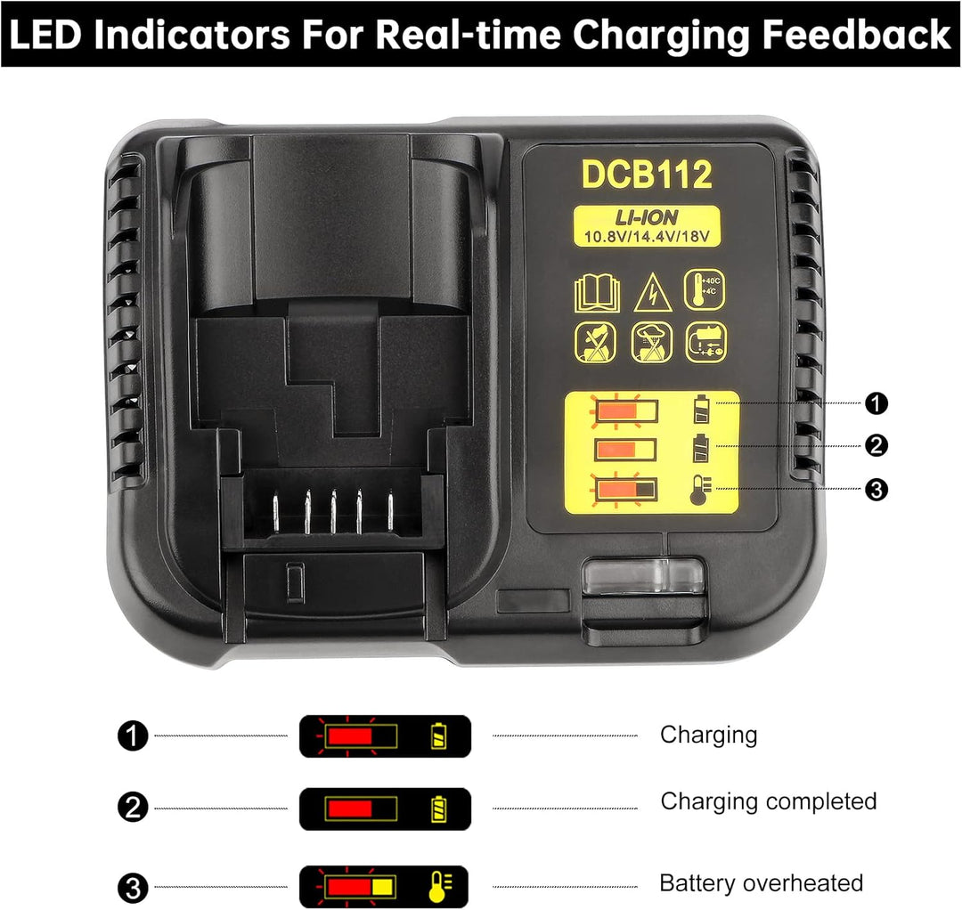 Li-Ion 10.8v -18V Akku Ladegerät Für DeWalt DCB112 DCB115 XR Multi Voltage