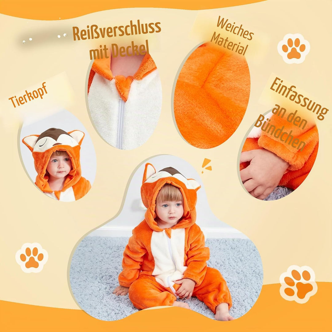 Unisex Winter-Overall mit Kapuze für Babys 2-36 Monate 2-5 Monate Fuchs, 2-5 Monate Fuchs