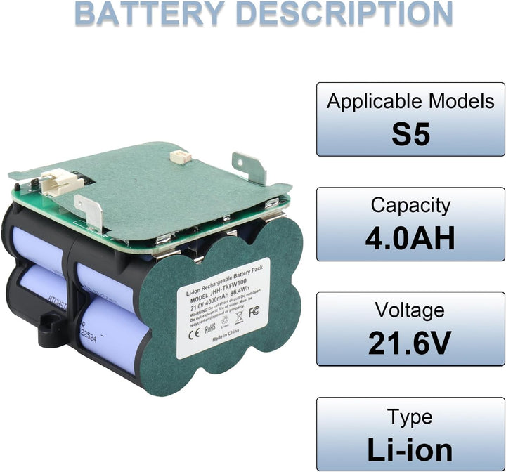 MXJFYY 21,6 V 4000 mAh Lithium-Ionen-Ersatzakku, kompatibel mit Zubehör für kabellose Handstaubsauge