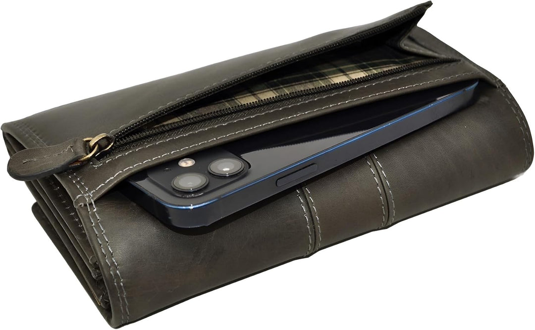 Benthill Portemonnaie Damen Leder - Hochwertige weiche Vintage Echtleder Damen Geldbörse mit RFID Sc