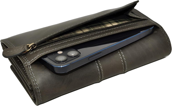 Benthill Portemonnaie Damen Leder - Hochwertige weiche Vintage Echtleder Damen Geldbörse mit RFID Sc