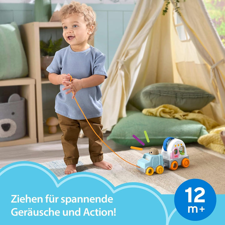 Fisher-Price Baby und Kleinkind Camping-Freunde Camper zum Ziehen Fahrzeug für sensorische Aktivität