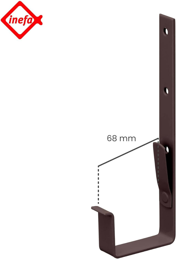 INEFA Dachrinnenhalter Kastenrinne, PVC NW 68, 20 Stück Dunkelbraun Rinnenhalter Dachrinnenzuberhör,