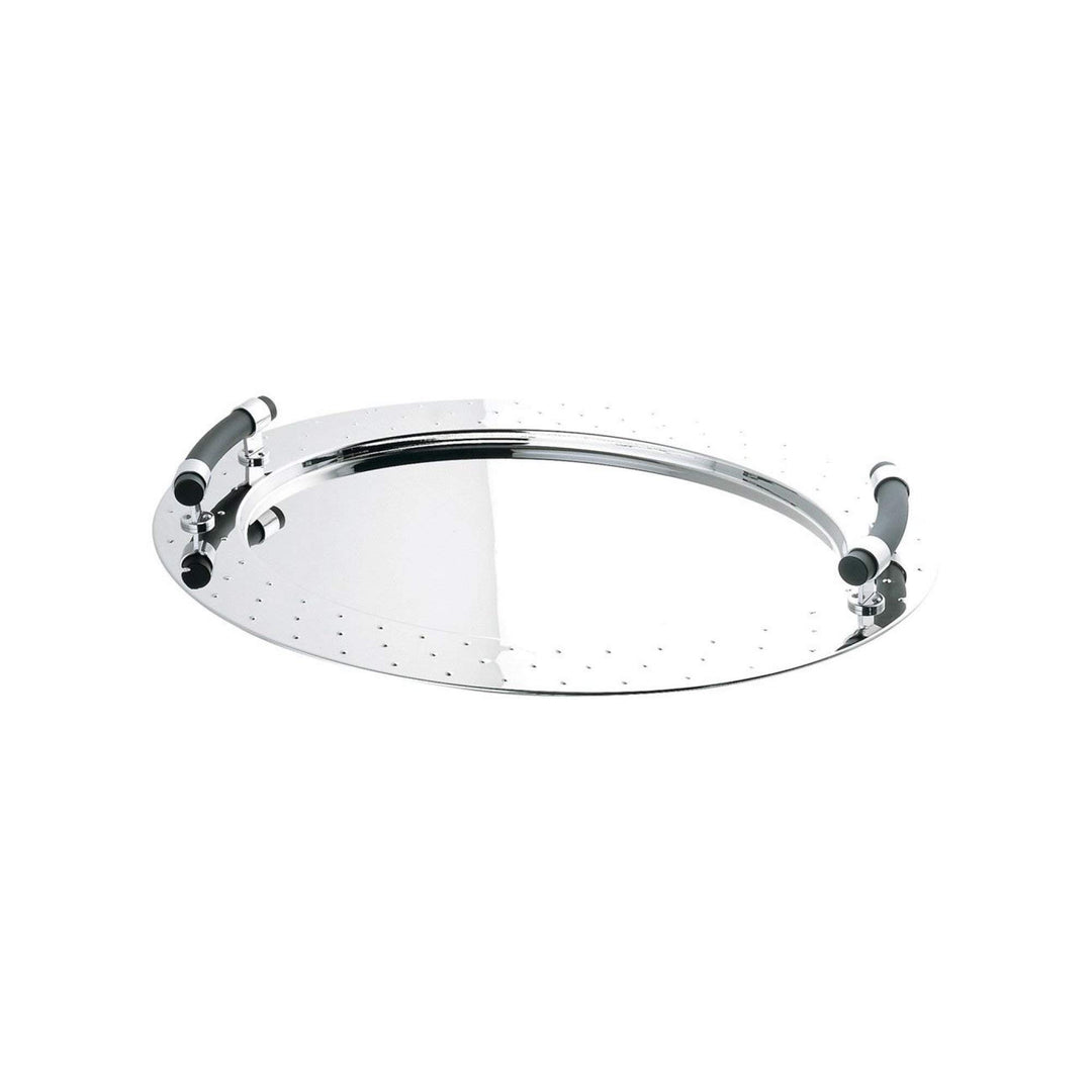 Alessi MG09 Tablett, oval aus Edelstahl mit Griffen aus PA, schwarz , 24 x 46.5 x 36 cm