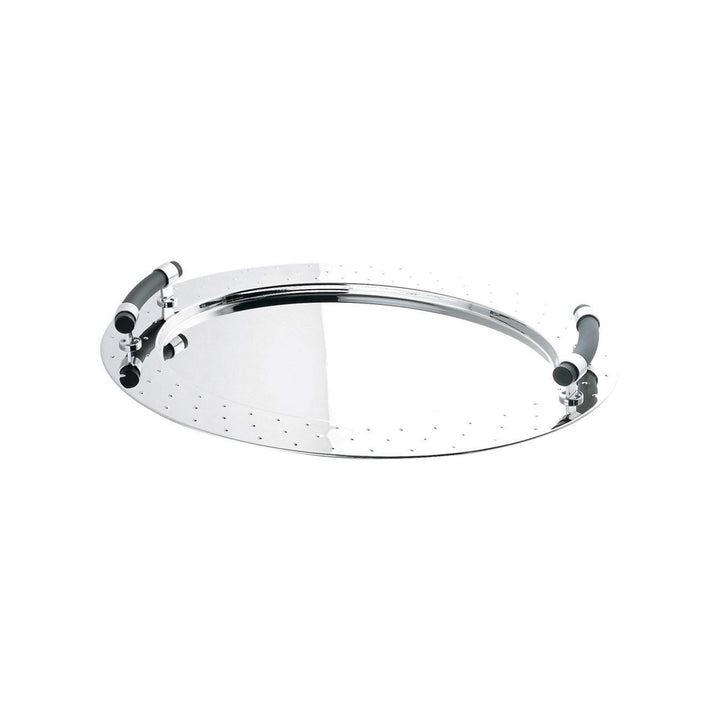 Alessi MG09 Tablett, oval aus Edelstahl mit Griffen aus PA, schwarz , 24 x 46.5 x 36 cm