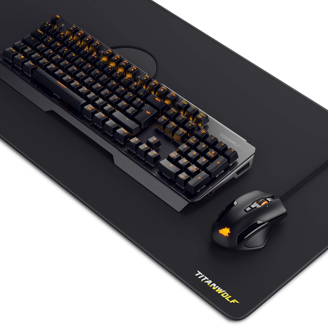 TITANWOLF Tastatur und Maus Set und Mauspad, Mechanische Tastatur ALUMAR MMO 10800dpi Gaming Maus Sp