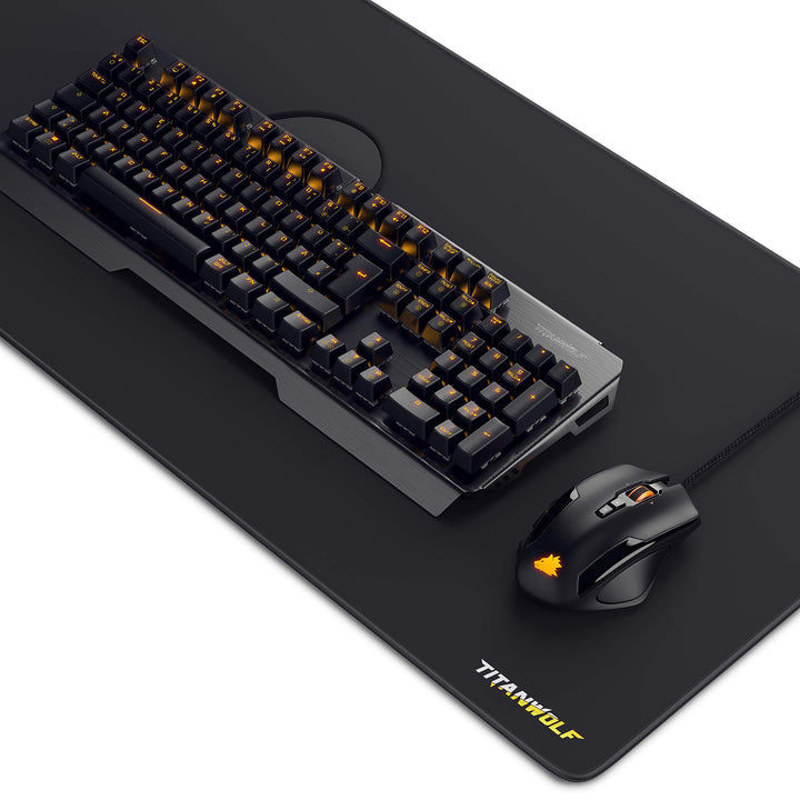 TITANWOLF Tastatur und Maus Set und Mauspad, Mechanische Tastatur ALUMAR MMO 10800dpi Gaming Maus Sp