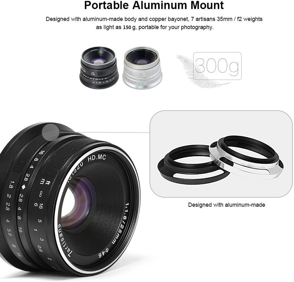 7artisans 25mm F1.8 Manueller Fokus Objektiv für Sony EMOUNT Kameras wie A7 a7II A7R a7rii A7S a7sii