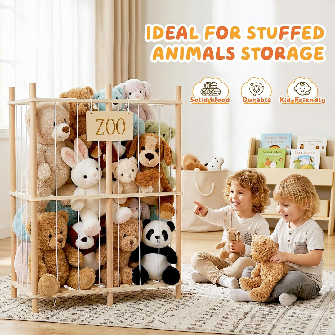 LOL-FUN Stofftier Aufbewahrung, Kuscheltier Spielzeug Kinderregal Gross | Plüschtier Aufbewahrungsko