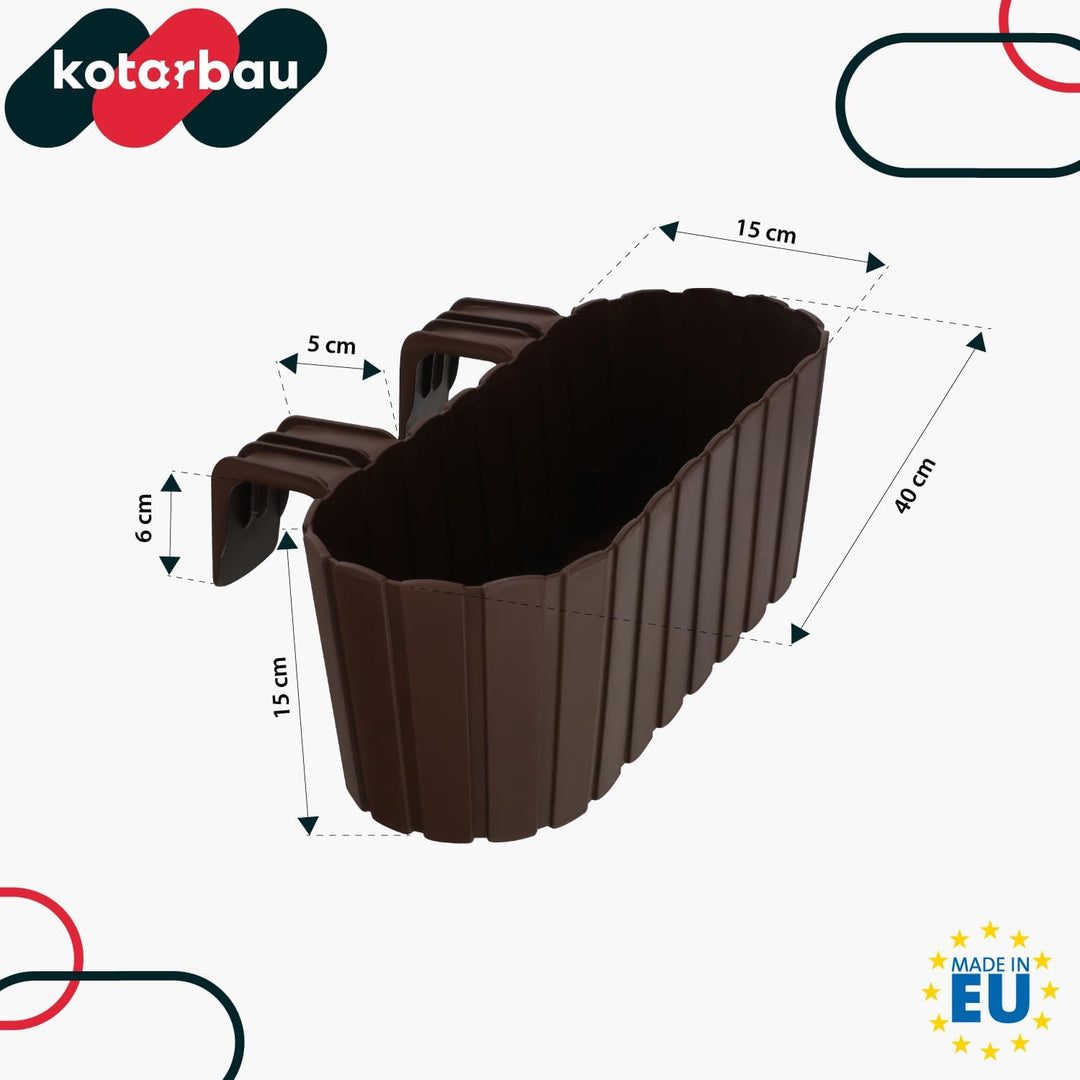 KOTARBAU® 2er Set Blumenkasten für Balkon - 40 x 15 x 15 cm - Blumenkasten für Balkongeländer - Balk