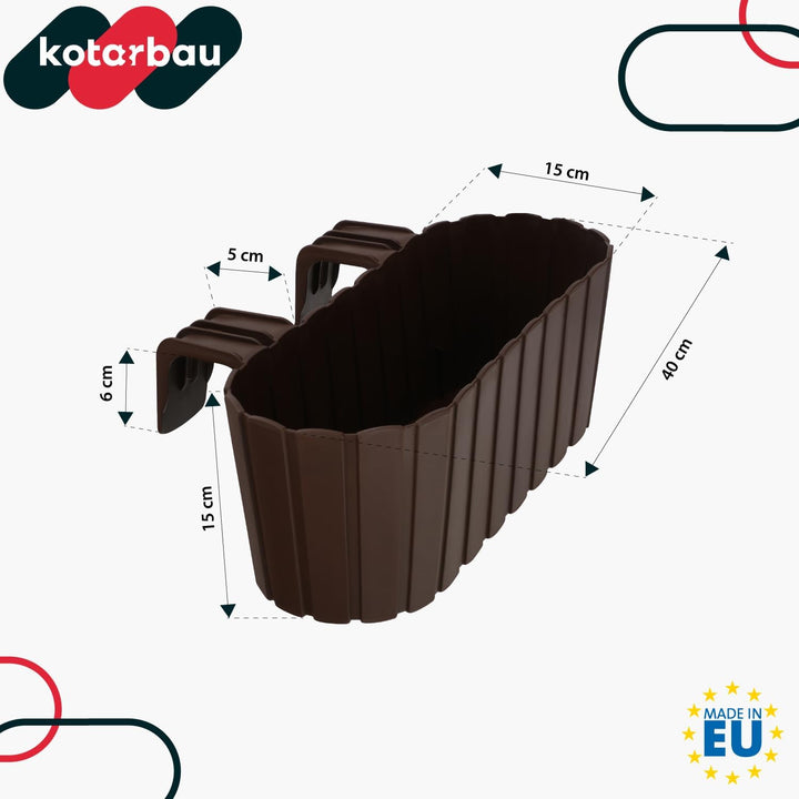 KOTARBAU® 2er Set Blumenkasten für Balkon - 40 x 15 x 15 cm - Blumenkasten für Balkongeländer - Balk