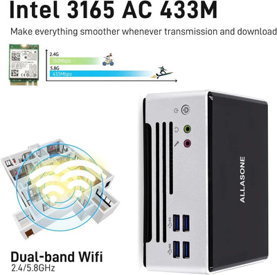 ALLASONE Mini PC Windows 11 Core i7-1165G7, Mini Computer 16GB DDR4 RAM 512GB M.2 NVME SSD, Micro PC