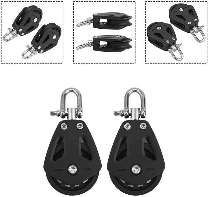 2 x schwerer Seilzugblock, Nylon-Einzelrolle, drehbares Kühlergrill, Segelboot, Marine-Zubehör mit e