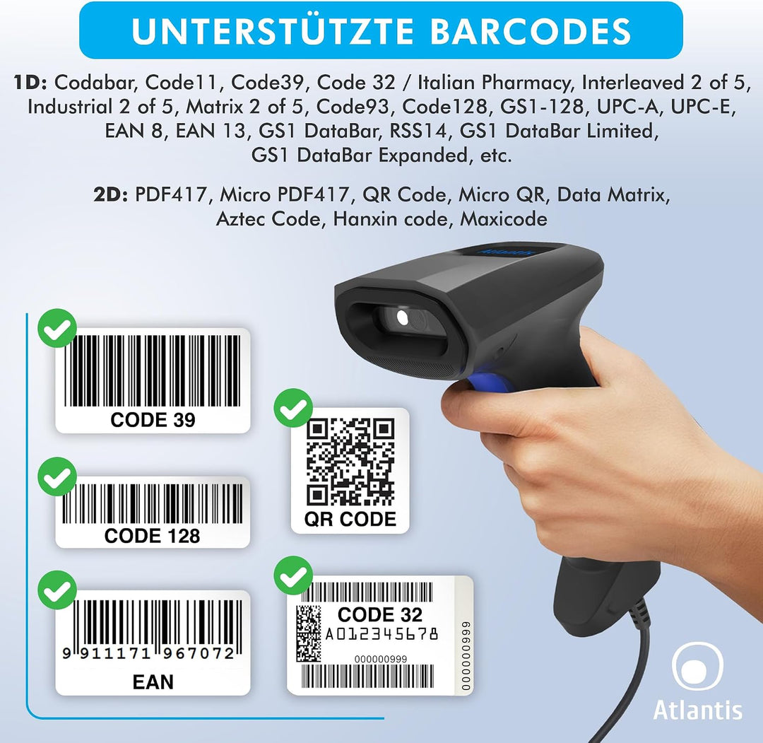 Atlantis 1D/2D-Barcode Scanner 1D/2D USB, Sensor 640x480