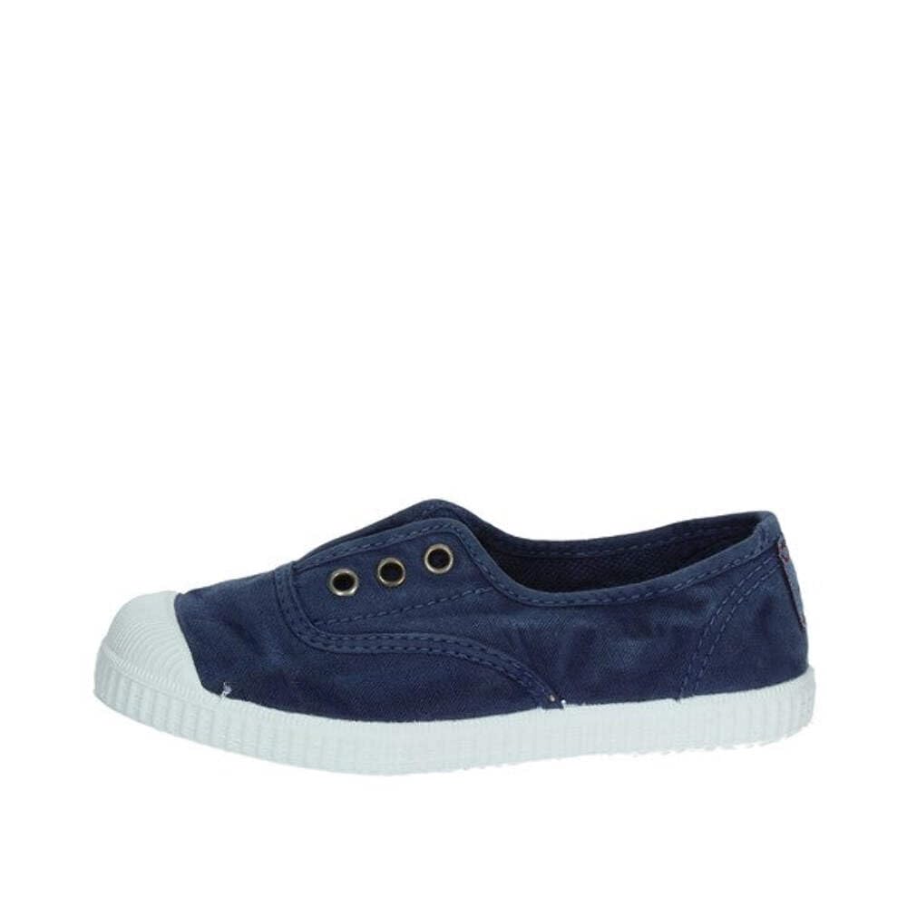 CIENTA - Blauer Schuh aus Stoff, made in Spain, auf der Vorderseite ein elastischer Einsatz, goldene