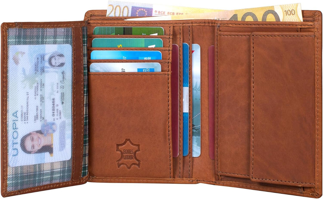 Benthill Herren Ledergeldbörse - Geldbeutel mit RFID-Schutz - Slim Portemonnaie für Herren - Echtem