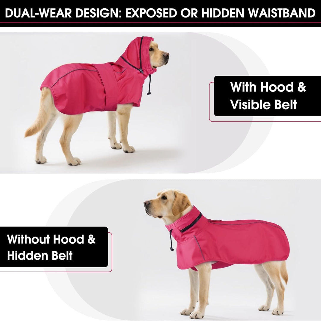Hunde-Regenmantel – wasserdicht und reflektierend, verstellbare Passform mit Loch für die Leine und