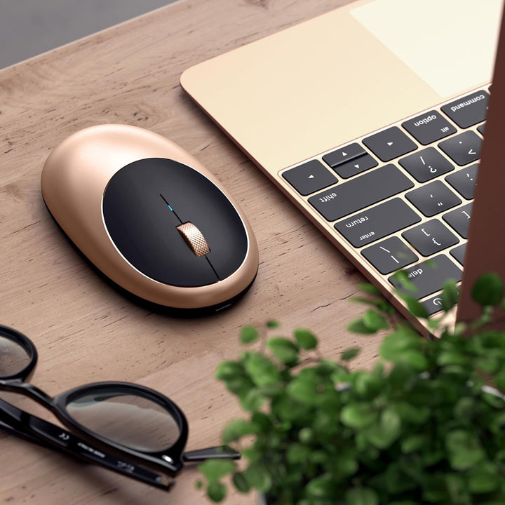 SATECHI M1 Kabellose Maus aus Aluminium, USB-C wiederaufladbar, 1200 DPI, Elegante, ergonomische Blu