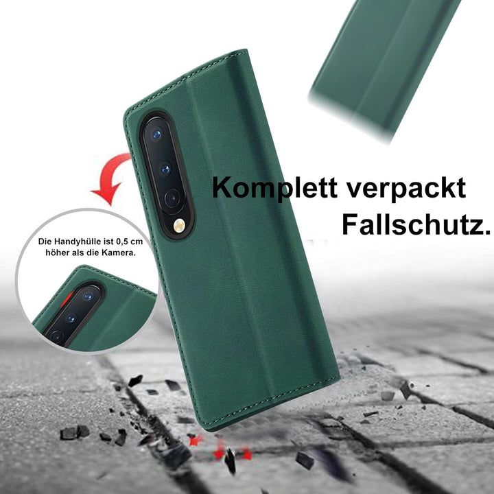 Handyhülle für Samsung Galaxy Z Fold 4 Hülle mit Schutzfolie, Standfunktion Kartenfach Wallet Premiu