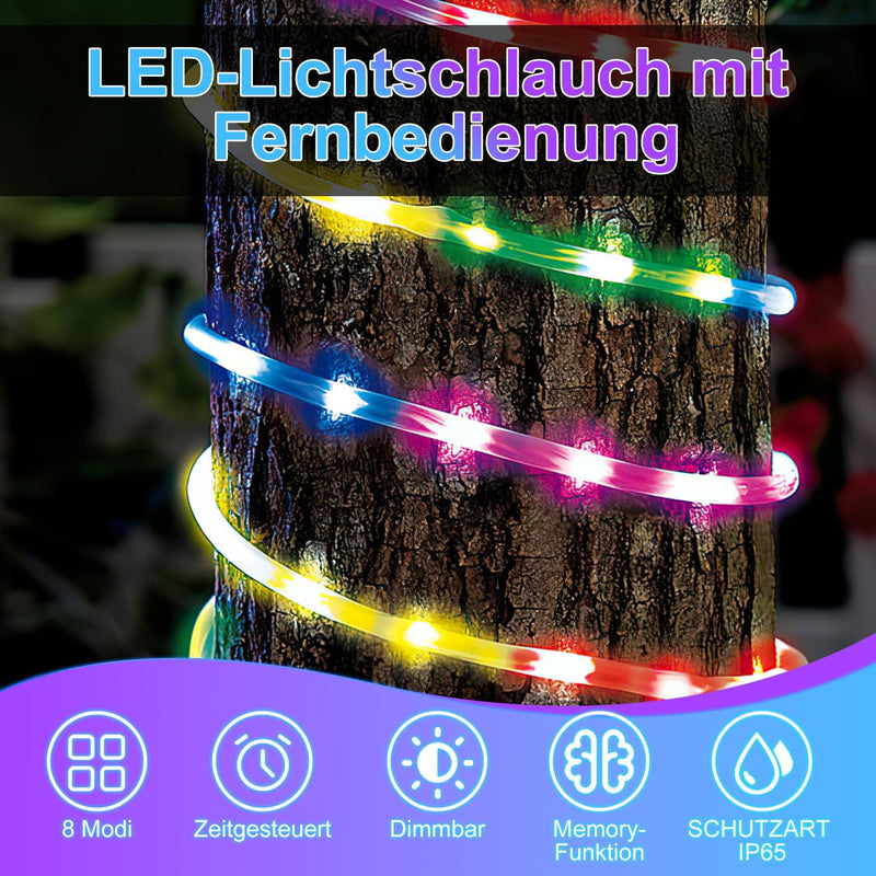 Lospitch 10m LED Lichtschlauch Innen und Aussen, 240 LED Schlauch IP20 Lichterschlauch, Schwarz Cont