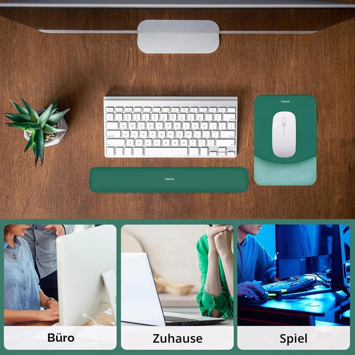 MOSISO Handgelenkstütze für Mauspad&Tastatur Set, Rechteckig Ergonomisch Mauspad Rutschfest Basis Ho