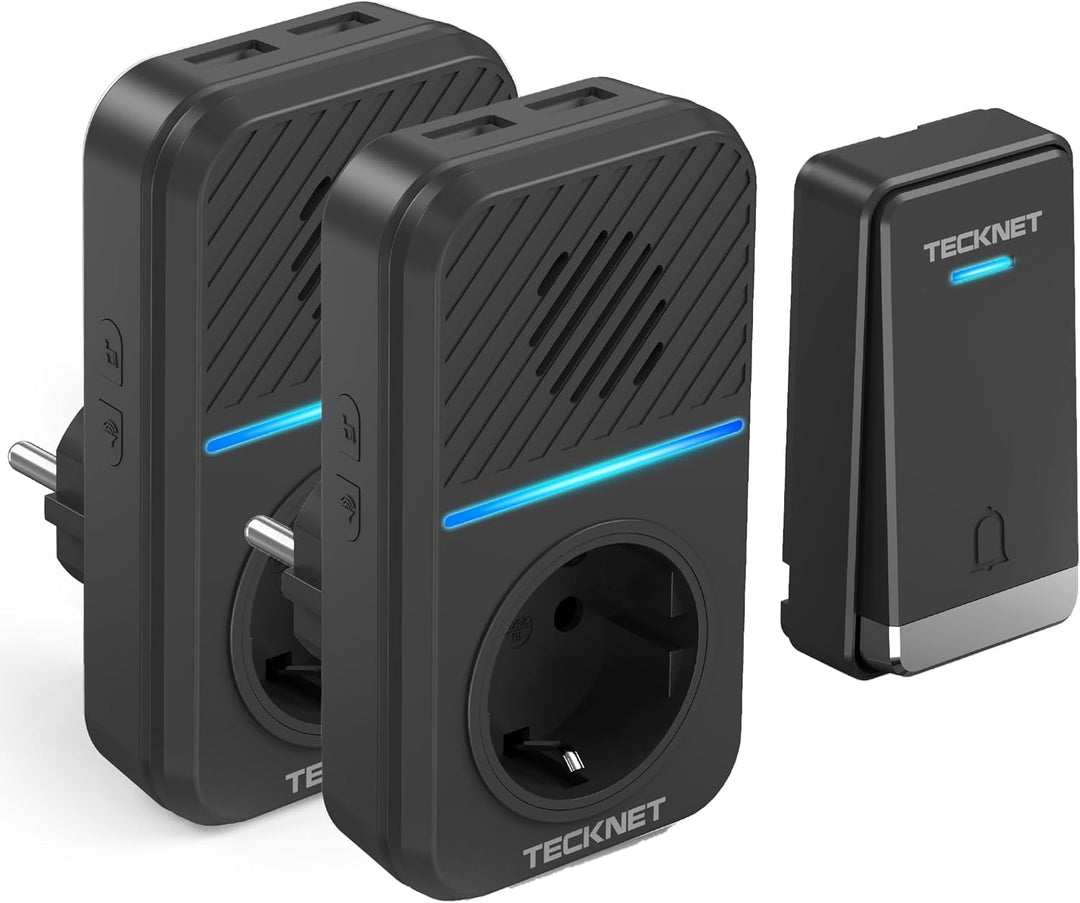 TECKNET Funkklingel Batterielose, Steckdosen Kabellose Türklingel, IP65 Wasserdicht Drahtloses Funk