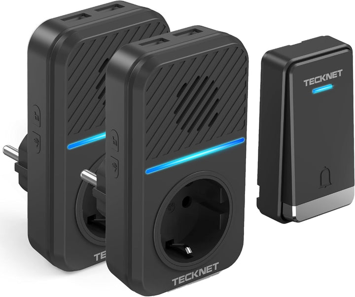 TECKNET Funkklingel Batterielose, Steckdosen Kabellose Türklingel, IP65 Wasserdicht Drahtloses Funk