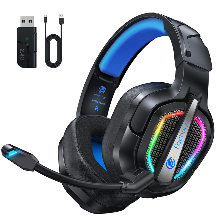 Fachixy FC200 Wireless Gaming Headset, 2.4G Bluetooth Headset mit Mikrofon für PS5, PS4, PC, Switch,