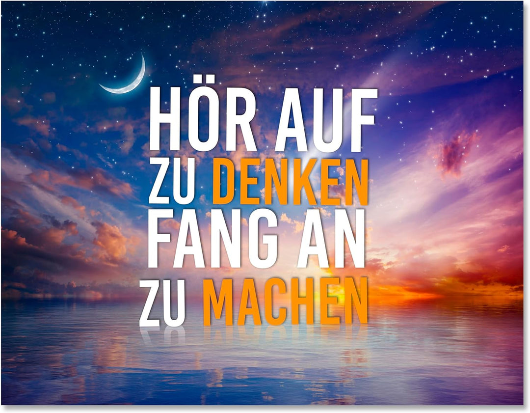 wandmotiv24 Motivations Motiv als Leinwandbild, 60x45cm, Querformat, Fang an zu Machen, Meer, Sterne