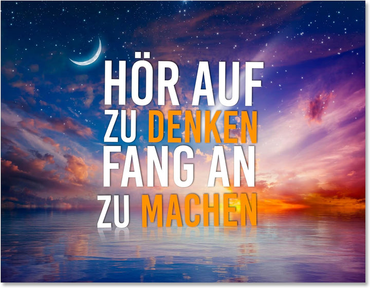 wandmotiv24 Motivations Motiv als Leinwandbild, 100x75cm, Querformat, Fang an zu Machen, Meer, Stern