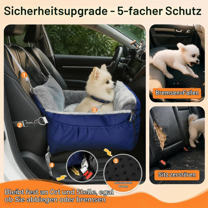 3-in-1 Hundesitz fürs Auto &amp; Reisebett für kleine Hunde – Tragbarer Autositz mit erweiterbarer Liege