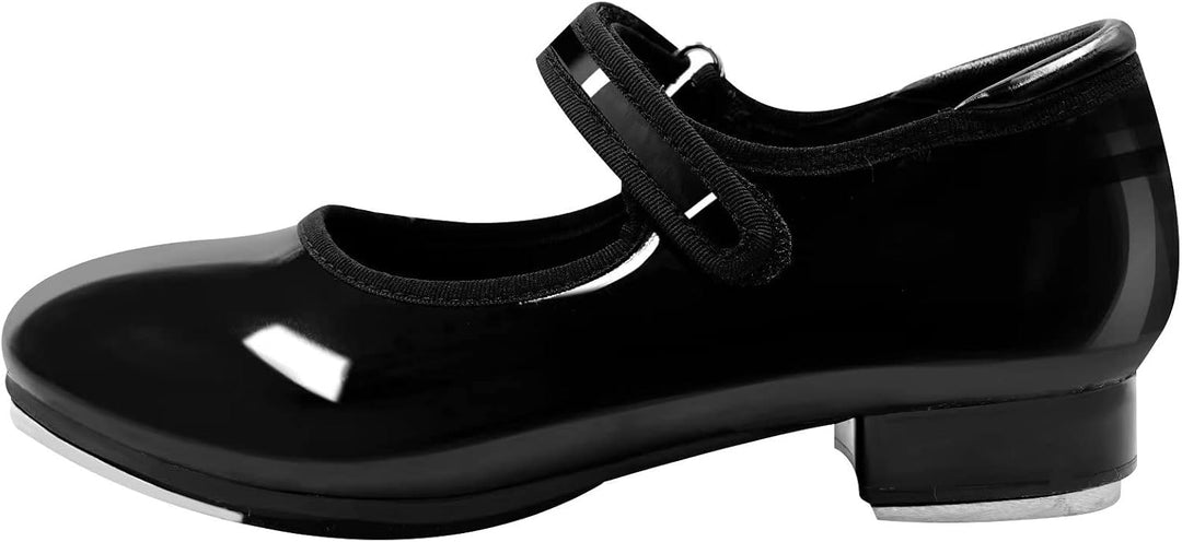 Steppschuhe,Schwarz 2,5 cm Absatzhöhe Schnüren Stepp Schuhe für Kinder Erwachsene 24 EU Klettverschl