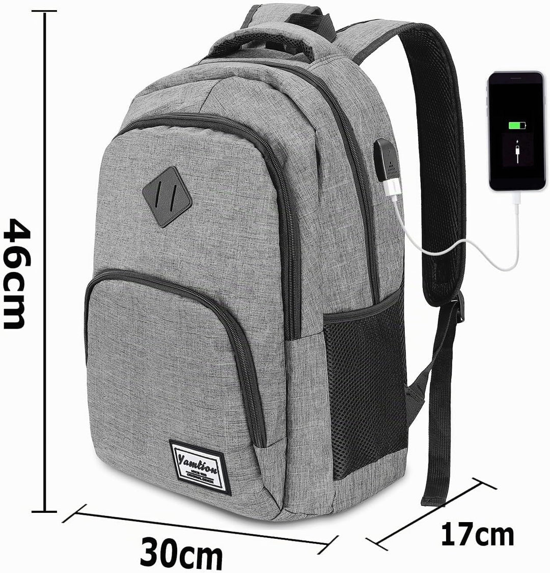YAMTION Rucksack Laptop Rucksack Studenten Herren Rucksack Daypack mit USB-Ladeanschluss für Schule
