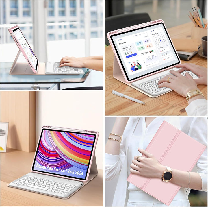 IVEOPPE Tastatur für Redmi Pad Pro 12.1, Hülle Tastatur für Redmi Pad Pro 2024, Bluetooth Magnetisch