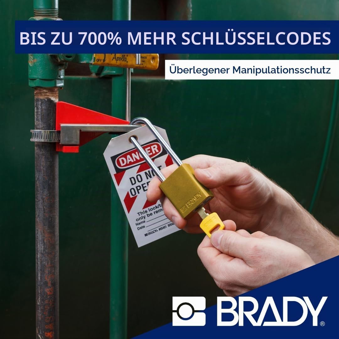 Brady SafeKey Vorhängeschloss Aluminium 1er-Pack - Lockout Schloss mit Schlüssel - Lockout Tagout Si