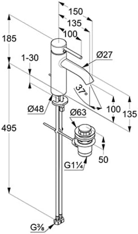 Kludi BOZZ 382800576 Waschtisch-Einhebelmischer