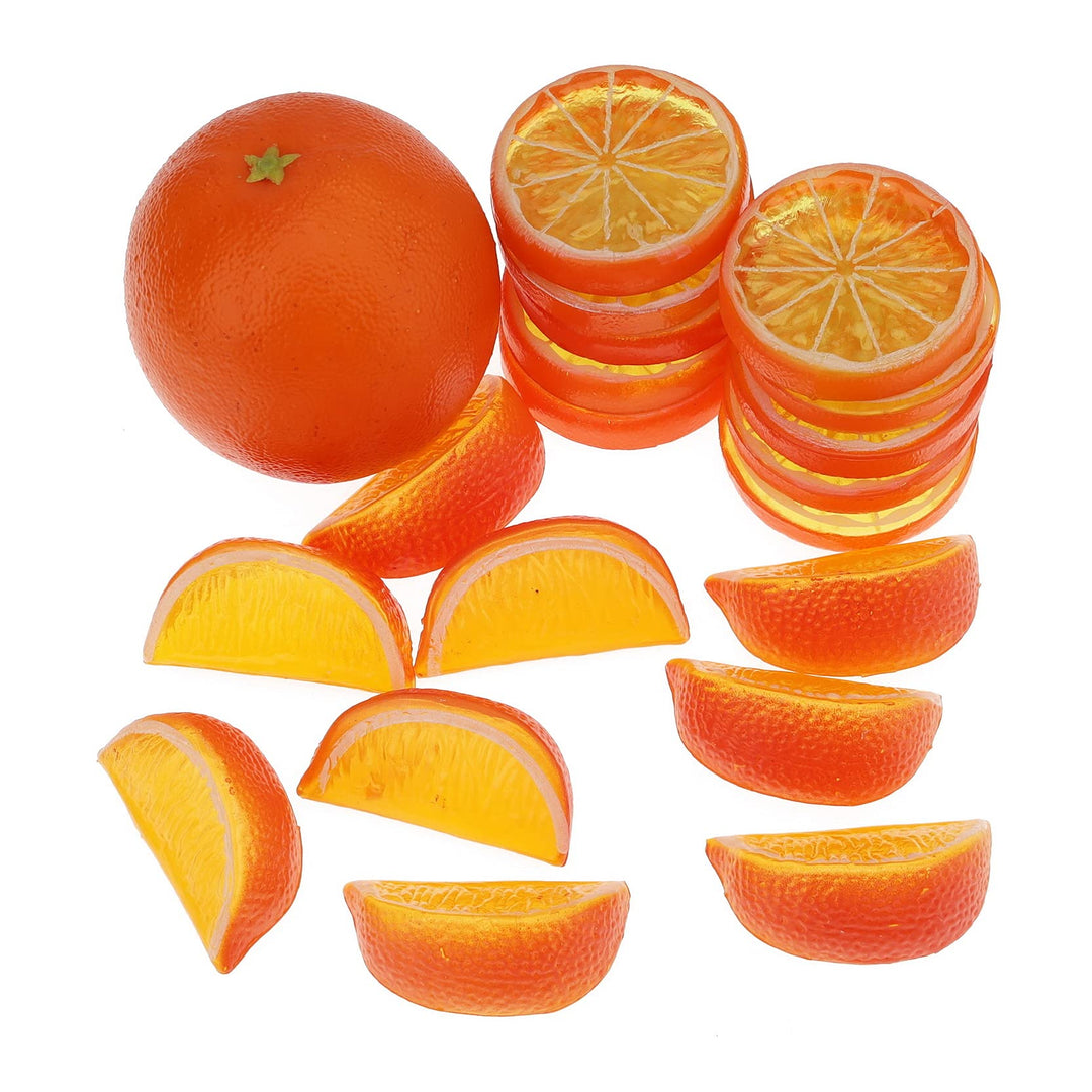 Woration 19 Stück künstliche Orange & Scheiben Blöcke Simulation Früchte Modell Realistische Orange