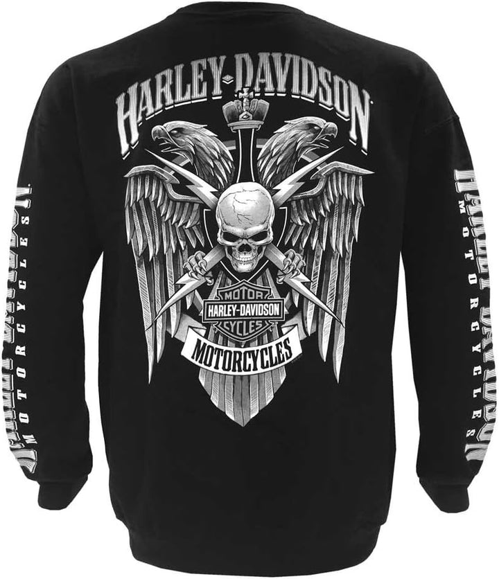 Harley-Davidson Herren Lightning Crest Fleece Pullover Sweatshirt schwarz S Schwarz, S Schwarz