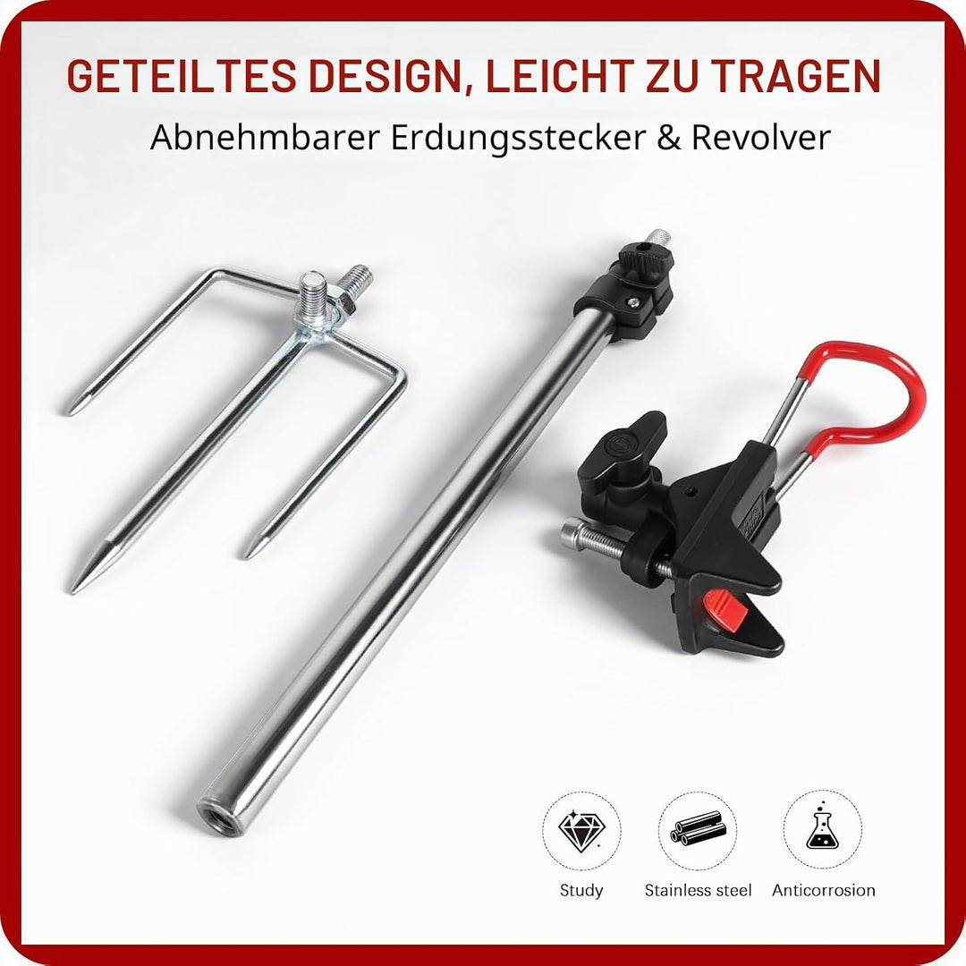 EXLECO 2pcs Rutenhalter Angel, 360° Verstellbar Angelrutenhalter Edelstahl mit Dreifach-Erdspitzen F
