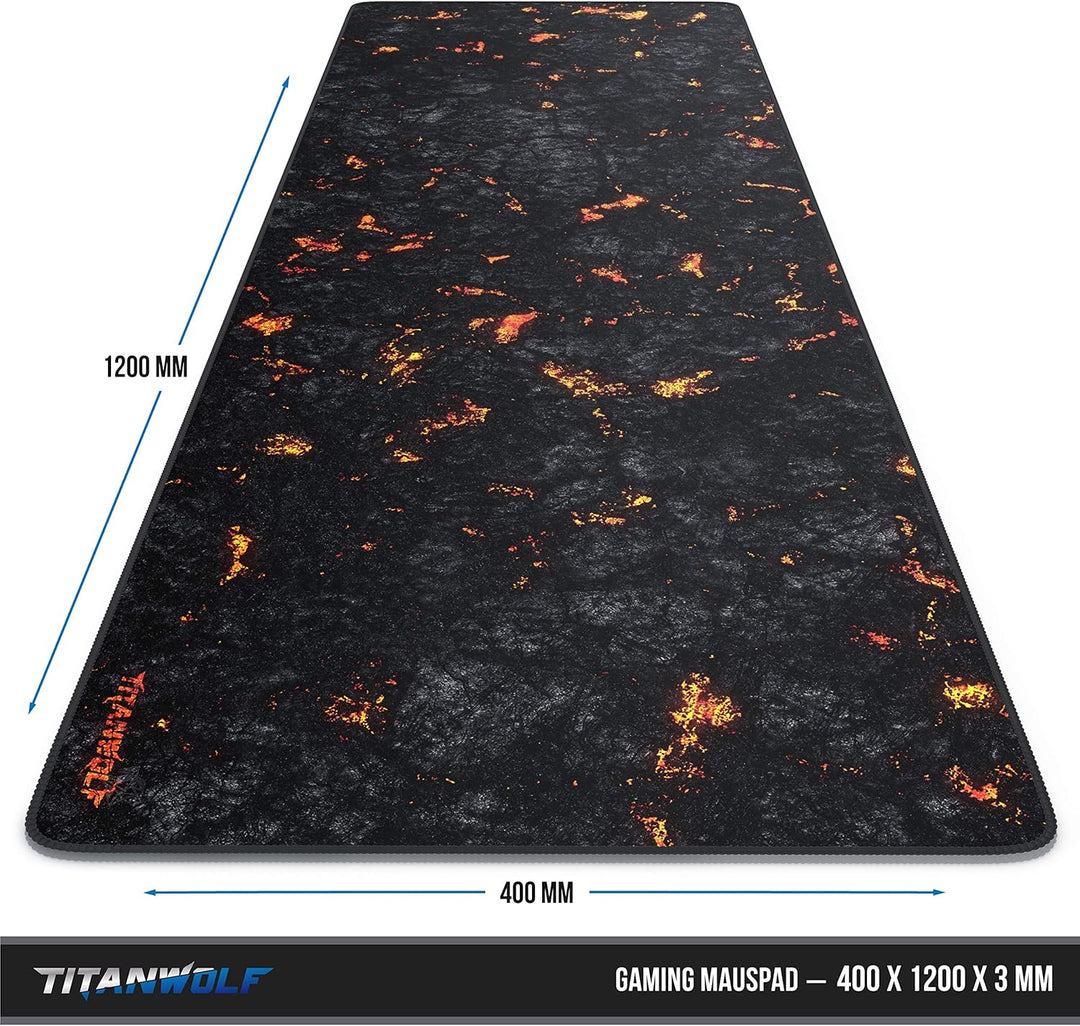 CSL-Computer TITANWOLF Übergrösse Mauspad Gaming Titanwolf 1200x400mm, XXXL Mousepad gross mit Motiv